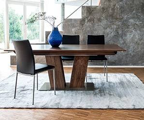 Rectangular dining table from Denmark with V-shaped pedestal base