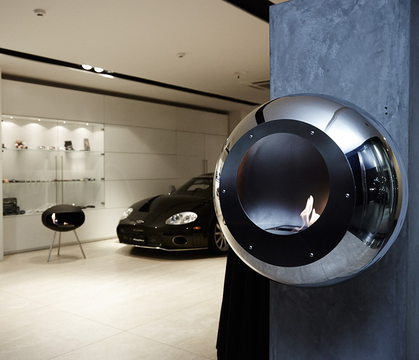 Cocoon Vellum stainless fireplace for bio-ethanol fuel