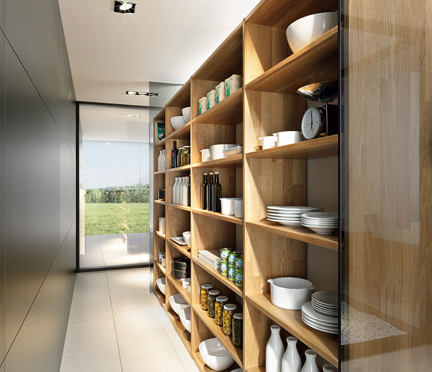 Walk-in kitchen storage area