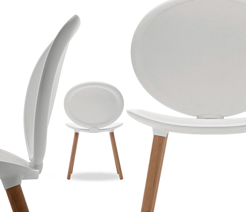 Beautiful white dining chair with rounded back