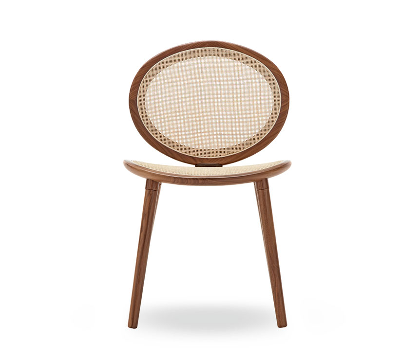The 004 Wood dining chair from the front